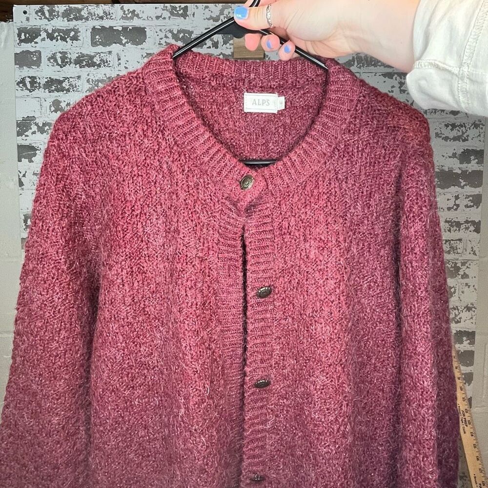 Alps | woman’s vintage cotton mohair blend button down sweater
